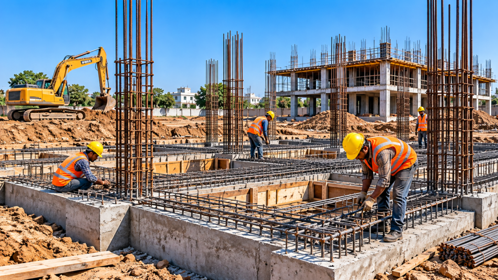 Foundation contractor working on a construction site